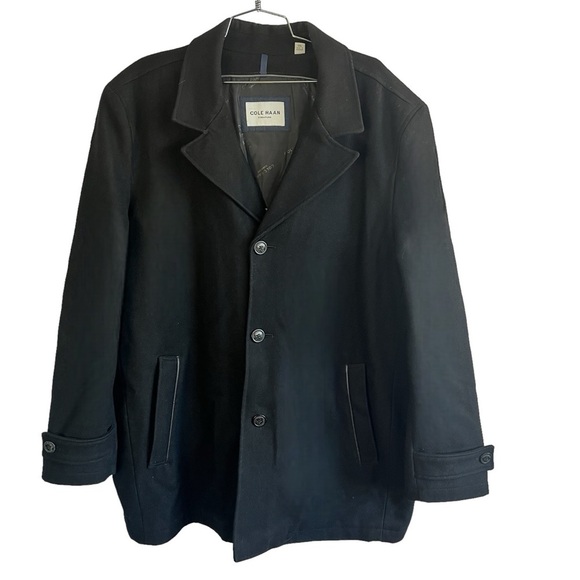 COLE HAAN  SIGNATURE WOOL SINGLE BREAT JACKET BLACK TRENCH COAT MEN SIZE XXL - Picture 13 of 13